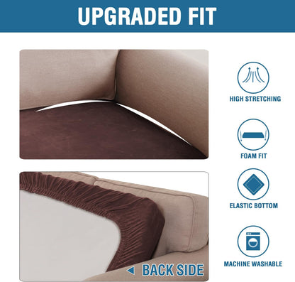 H.VERSAILTEX Velvet Stretch Individual Couch Cushion Cover Plush Cushion Slipcover for Loveseat Sofa Cushion Furniture Protector Seat Cushion Sofa Cover (1 Piece Sofa Cushion Cover, Brown)