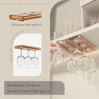 2Pack Wine Glass Rack, Punch-free Stemware Rack for Kitchen and Bar (Amber)