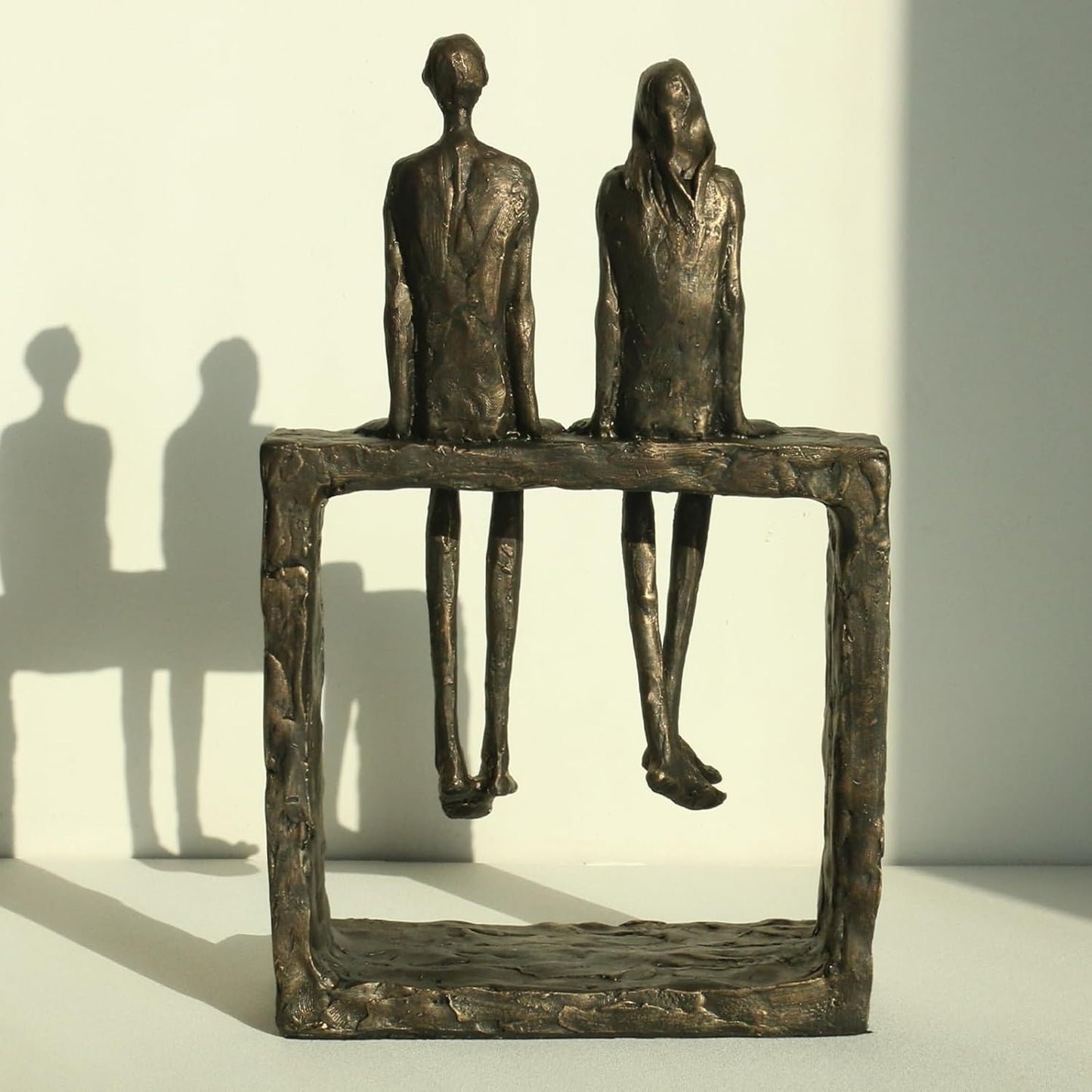 Lukitas Abstract Couple Statue Home Decor - Handcrafted Decorative Ornament for Living Room Office, Bronze Color, Resin