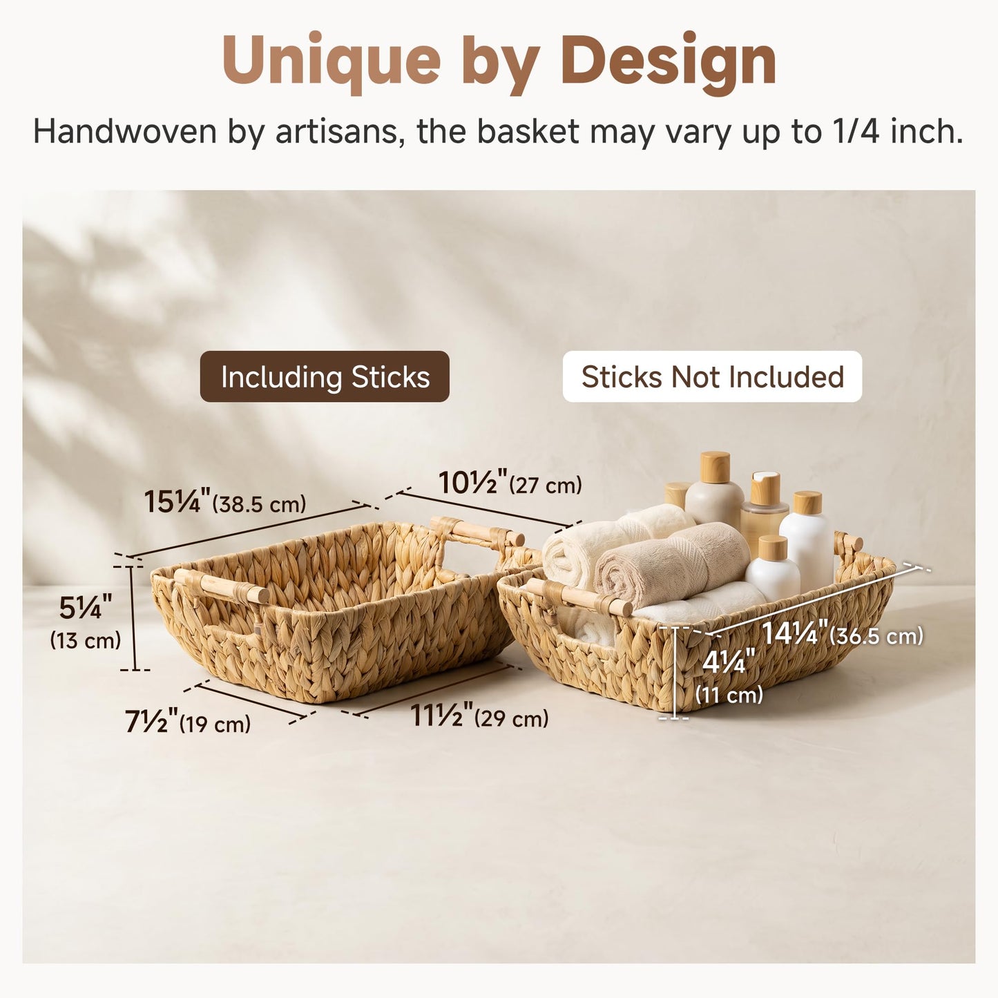 StorageWorks Wicker Baskets for Organizing, Water Hyacinth Storage Baskets