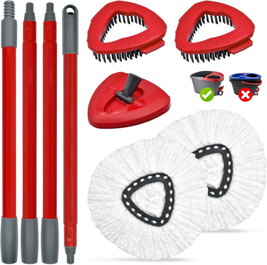 Spin Mop Head Replacement,Iron Spin Handle,Brush and Base Compatible with O Cedar EasyWring 1 Tank