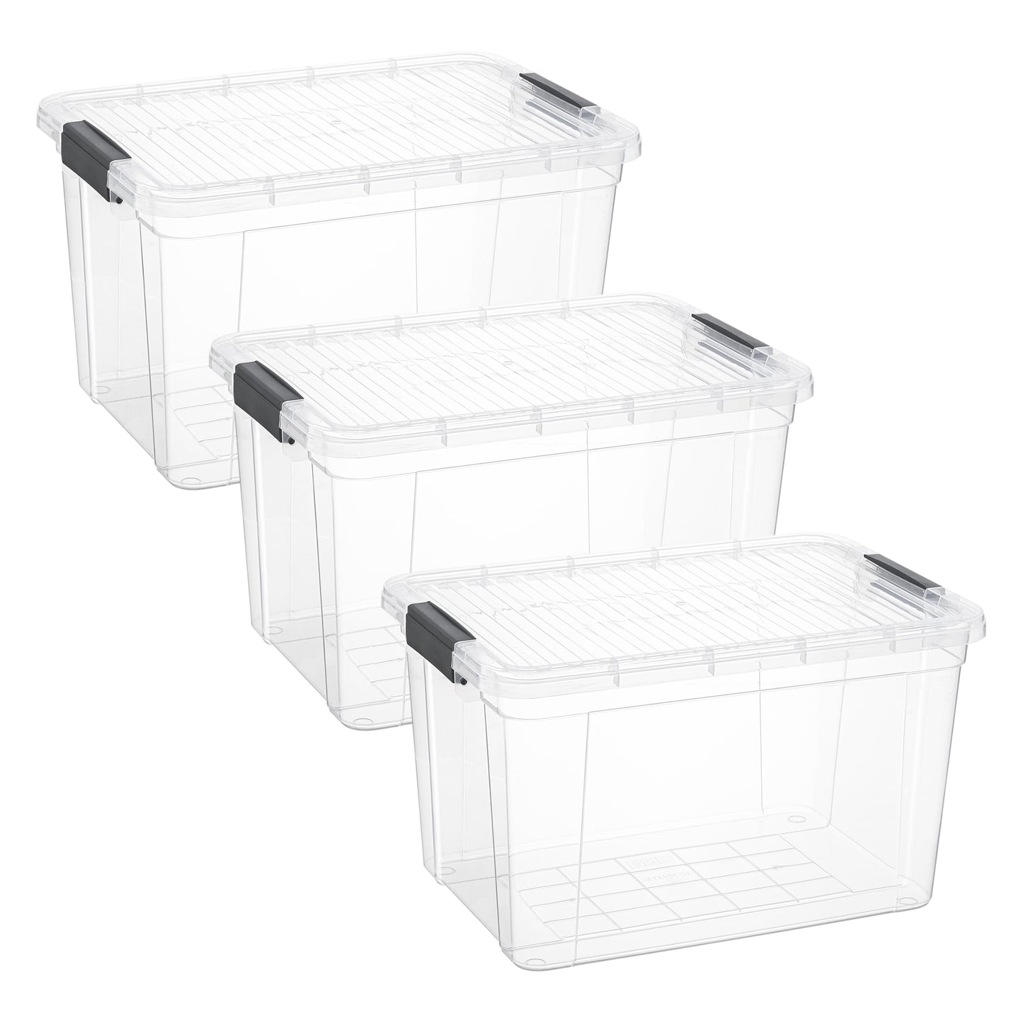 Superio Clear Storage Boxes with Lids, 26.5 Quart Plastic Container Bins for Organizing, Stackable