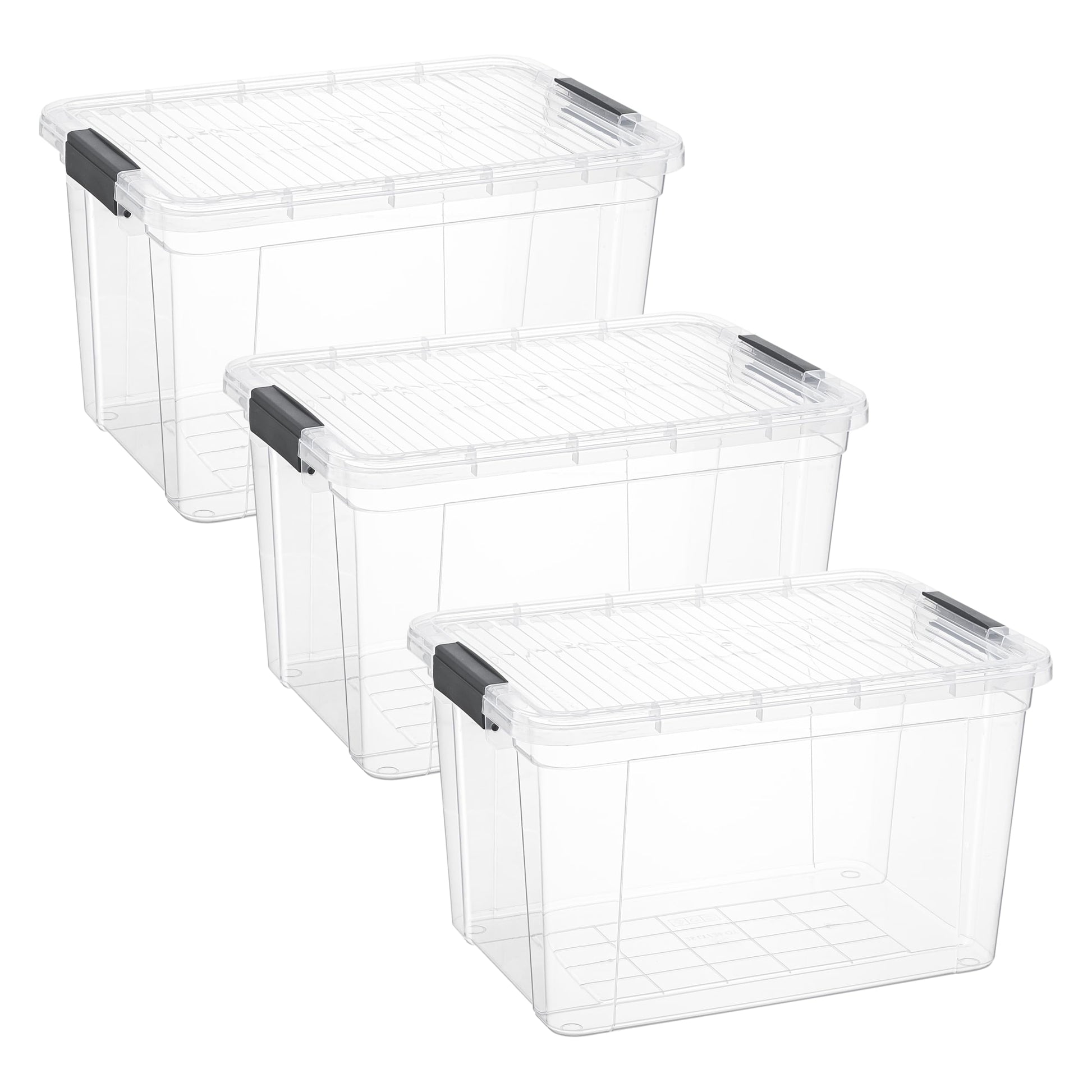 Superio Clear Storage Boxes with Lids, 26.5 Quart Plastic Container Bins for Organizing, Stackable