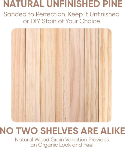 Homeforia 42 inch Wood Floating Shelf, High End Solid Natural Wood 42inch Large Floating Shelves for Wall Mounted, Unfinished Wooden Floating Shelves, Heavy Duty Bracket, 42 X 6.5 X 1.75 in, Set of 2