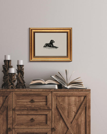 HUARCEY Gold Framed Vintage Wall Art Black Dog Wall Decor Minimalist Animal Art Pictures Room Decor Dog Lovers Gifts Modern Canvas Prints Shelf Artwork for Bedroom Bathroom Living Room 8x10in