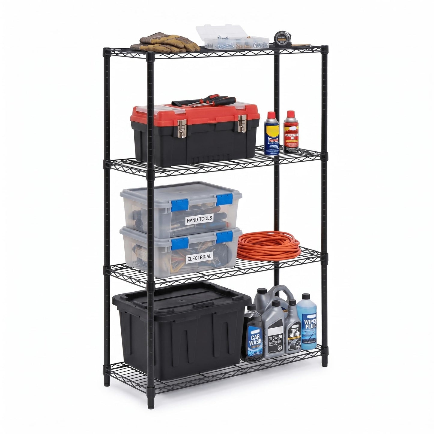 Honey-Can-Do 4-Tier Heavy Duty Adjustable Shelving Unit, 250-lb Per Shelf Metal Storage Rack, Wire