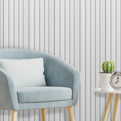 Art3d WPC Slat Wall Panels, 8-Pack 108 x 6 Inch 3D Wall Accents for Interior Wall Decor, Living Room, Bedroom, White