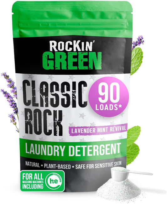Rockin' Green Classic Rock Laundry Detergent Powder (90 Loads) - All Natural Laundry Detergent