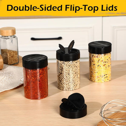 30 Pack 8.4 oz Plastic Spice Jars with Black Cap Empty Clear Plastic Spice Bottle Containers Reusable Seasoning Jars with Shaker Lids for Kitchen Storing and Dispensing Salt Powders