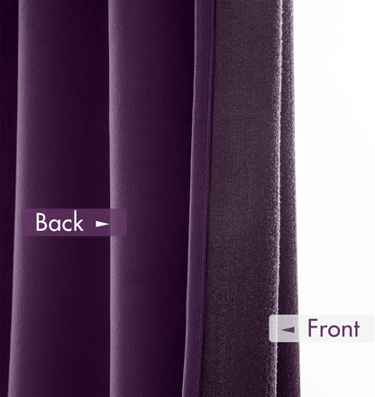 MIULEE Purple Velvet Curtains Thermal Insulated Blackout Curtain Drapes for Bedroom Living Room Darkening 90 Inches Long Curtains Panels Rod Pocket Set of 2