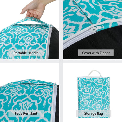 FUNHOME Inflatable Outdoor Ottoman with Air Pump,20"x9" Portable Patio Pouf,Water Resistant,Fade-Resistant,Round Blow Up Footrest Stools for Home Garden Camping Travel(Romantic Blue)