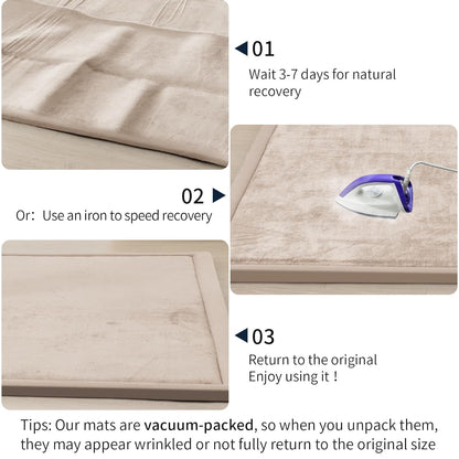 ACOMOPACK Baby Play Mat for Floor 1.3" Thick Memory Foam 50x50 Soft Velvet Playpen Mat for Kids,Infants,Toddlers,Tummy Time Crawling Mats with Non-Slip Bottom,Yoga,Tatami,Nursery Rug（Beige）