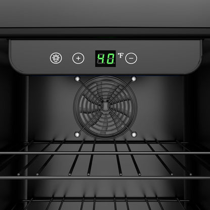 KoolMore 15” Inch Small Built-In Refrigerator and Beverage Cooler for Soda Cans, Beer Cans, Food and Fresh Snacks, 5 Wire Shelves, Adjustable Temperature Range (KM-BIR3C-GD), Stainless Steel