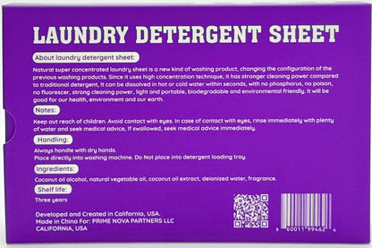 Clean Laundry Detergent™ – Hypoallergenic, Eco-Friendly, Plant-Based, Biodegradable, 100% Natural – Gentle on Skin & Fabrics, Lavender Scent, 60 Premium Laundry Detergent Sheet (Lavender)