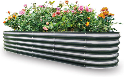 Gardmax Galvanized Raised Garden Bed, Lightweight Planter Boxes Outdoor with Easy Assembly, Large Garden Bed for Vegetables, Fruits, Flower Dark Grey 8FT