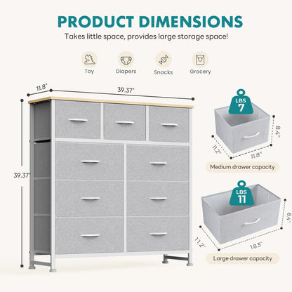 OLIXIS 9 Drawer Tall Dresser for Bedroom, Closet Organizers and Storage