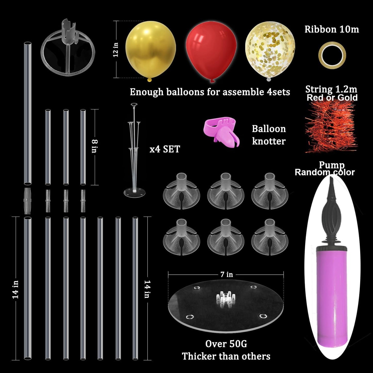 Red and Gold Balloon Stand Centerpiece Table Decorations for 49ers Party Birthday Graduation Wedding Mother's Day Anniversary Christmas New Year's Eve Party Decorations(Red gold set4)