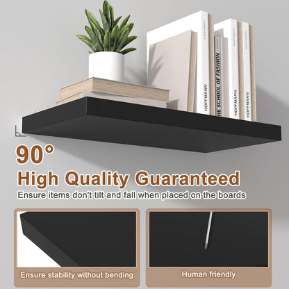 12 Inch Deep Floating Shelves for Wall 1 Pack Floating Shelves Large Storage Space Wall Mount Shelf for Living Room Kitchen Bathroom 36" W x 12" D x 1.2" H Black