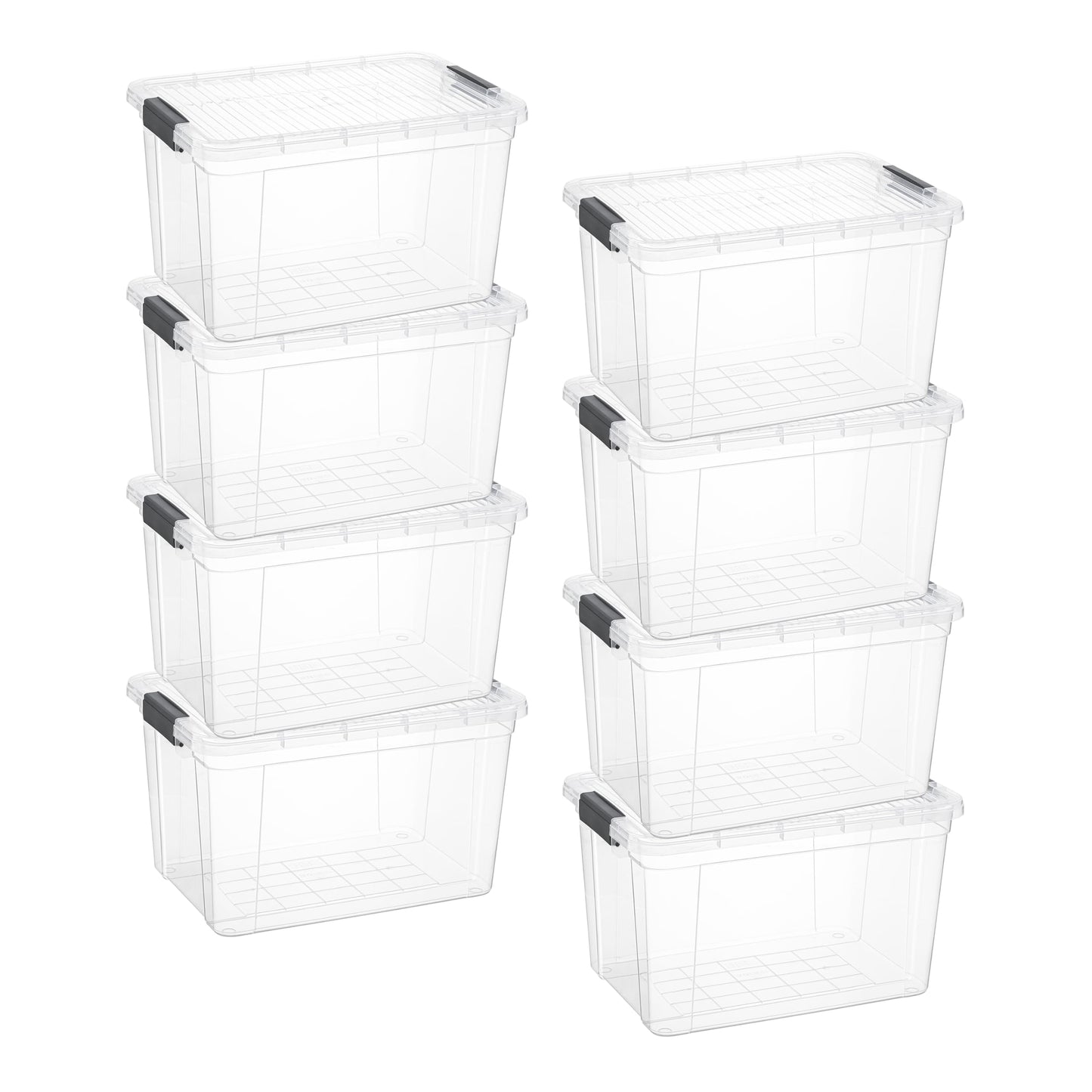Superio Clear Storage Boxes with Lids, 26 Quart Plastic Container Bins for Organizing, Stackable