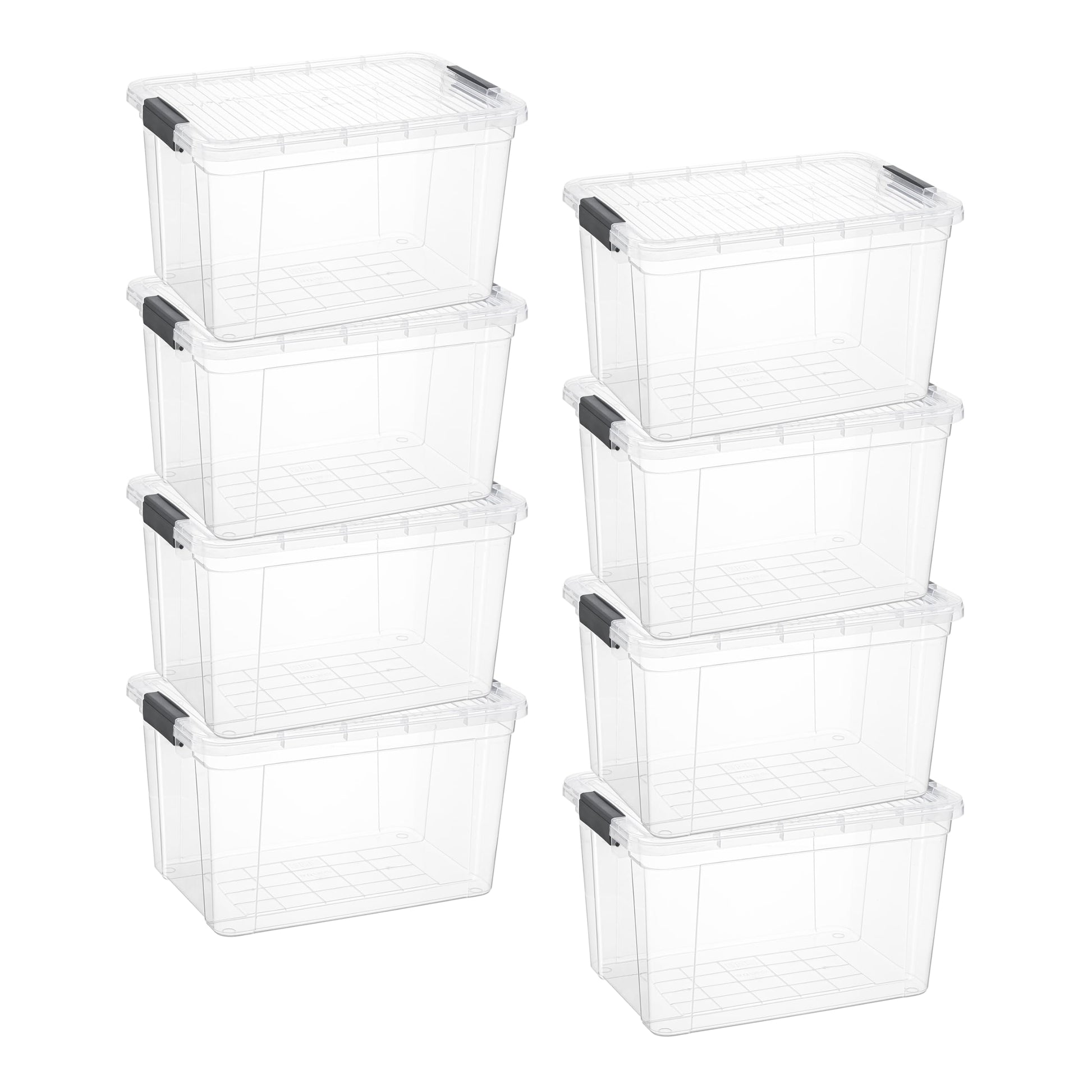 Superio Clear Storage Boxes with Lids, 26 Quart Plastic Container Bins for Organizing, Stackable