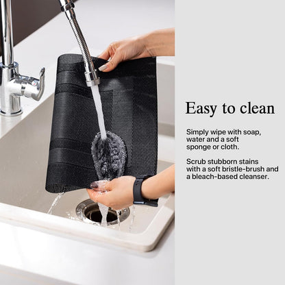 Placemats Set of 6 - Easy Clean Woven Vinyl Placemats for Dining Table, Indoor/Outdoor Place Mats, Washable PVC Table Mats（Black Cube）