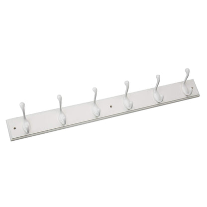 Franklin Brass Heavy Duty (1-Pack) 27" Coat Rack Wall Mount Pure White Hat Rack with 6 Hooks