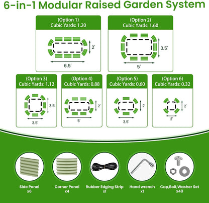 6.5X2X1.4 FT Raised Garden Bed for Outdoors - Galvanized Planter Raised Beds, Metal Planter Box for Vegetables,Flowers, Herbs, and Succulents(Light Green)