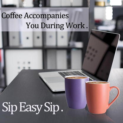 Coffee Mugs Set of 6, 12oz Ceramic Coffee Mugs with Handle, Colorful Matte Porcelain Coffee Mug for Latte, Tea, Cocoa, Cappuccino, Cups for Women Men for Home Restaurant Mug(Multicolour)