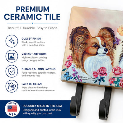 Caroline's Treasures 7272TH68 Papillon Leash or Key Holder, Wall Hooks, Key Hooks Holder, Coat Rack