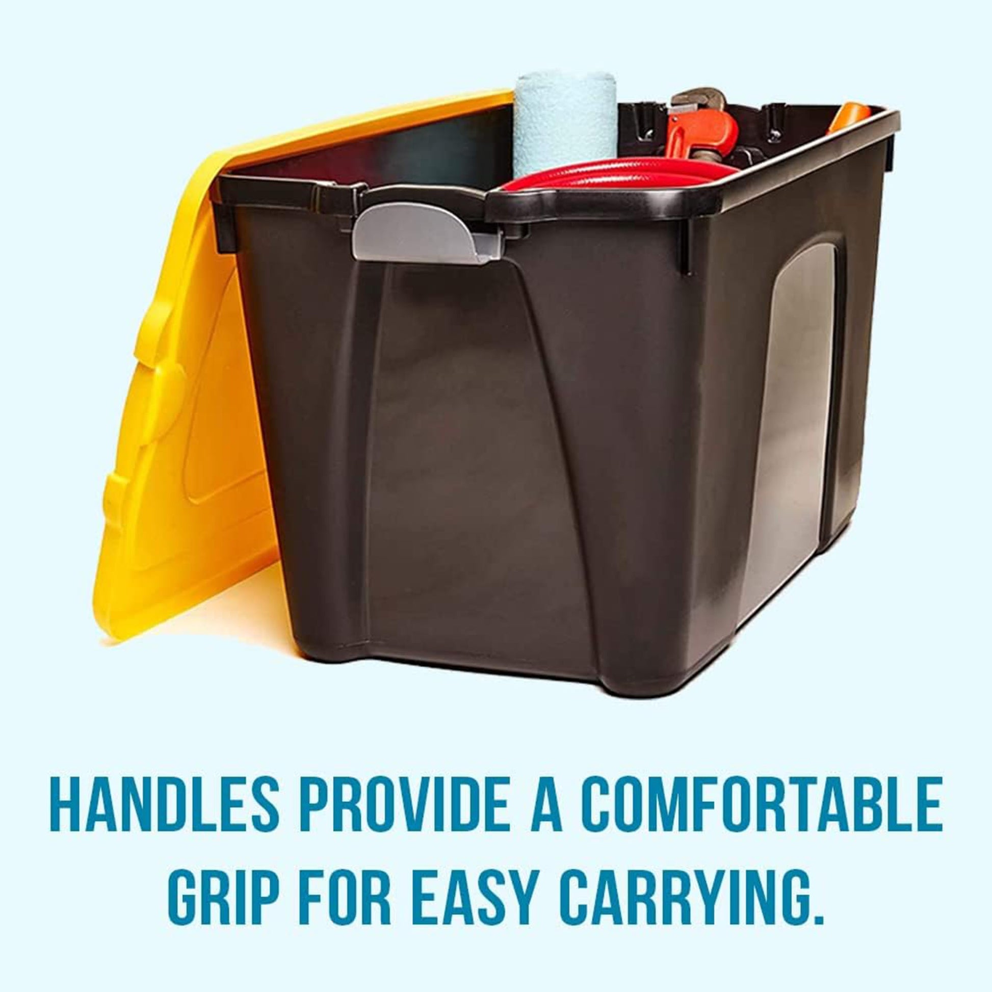 HOMZ 18 Gallon Durabilt Storage Bins, Pack of 4 Heavy Duty Plastic Containers, Secure Snap Lids