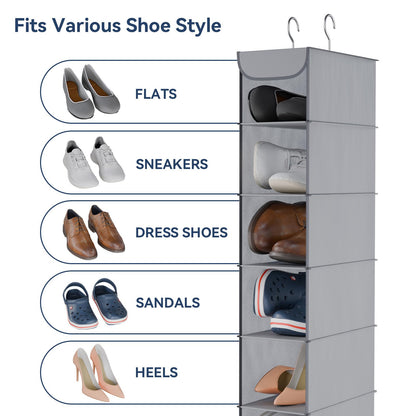 Whitmor Hanging Shoe Organizer, 8 Shelves-Hanging Closet Organizer, Hanging Shoe Rack for Small