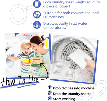 CLEARALIF Laundry Detergent Sheets Up to 160 Loads, Fresh Linen - Great For Travel,Apartments, Dorms,Laundry Detergent Strips Eco Friendly & Hypoallergenic
