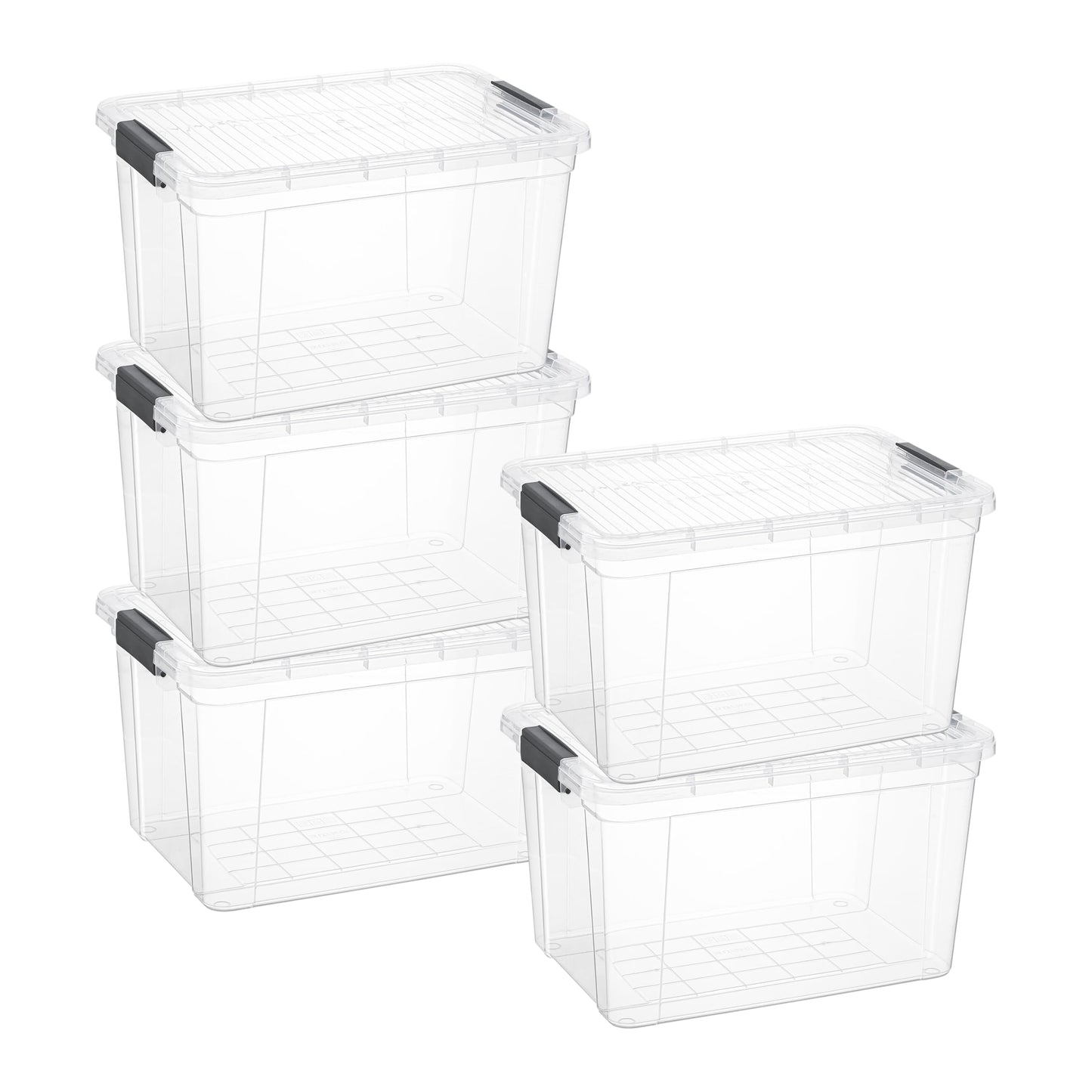 Superio Clear Storage Boxes with Lids, 26.5 Quart Plastic Container Bins for Organizing, Stackable