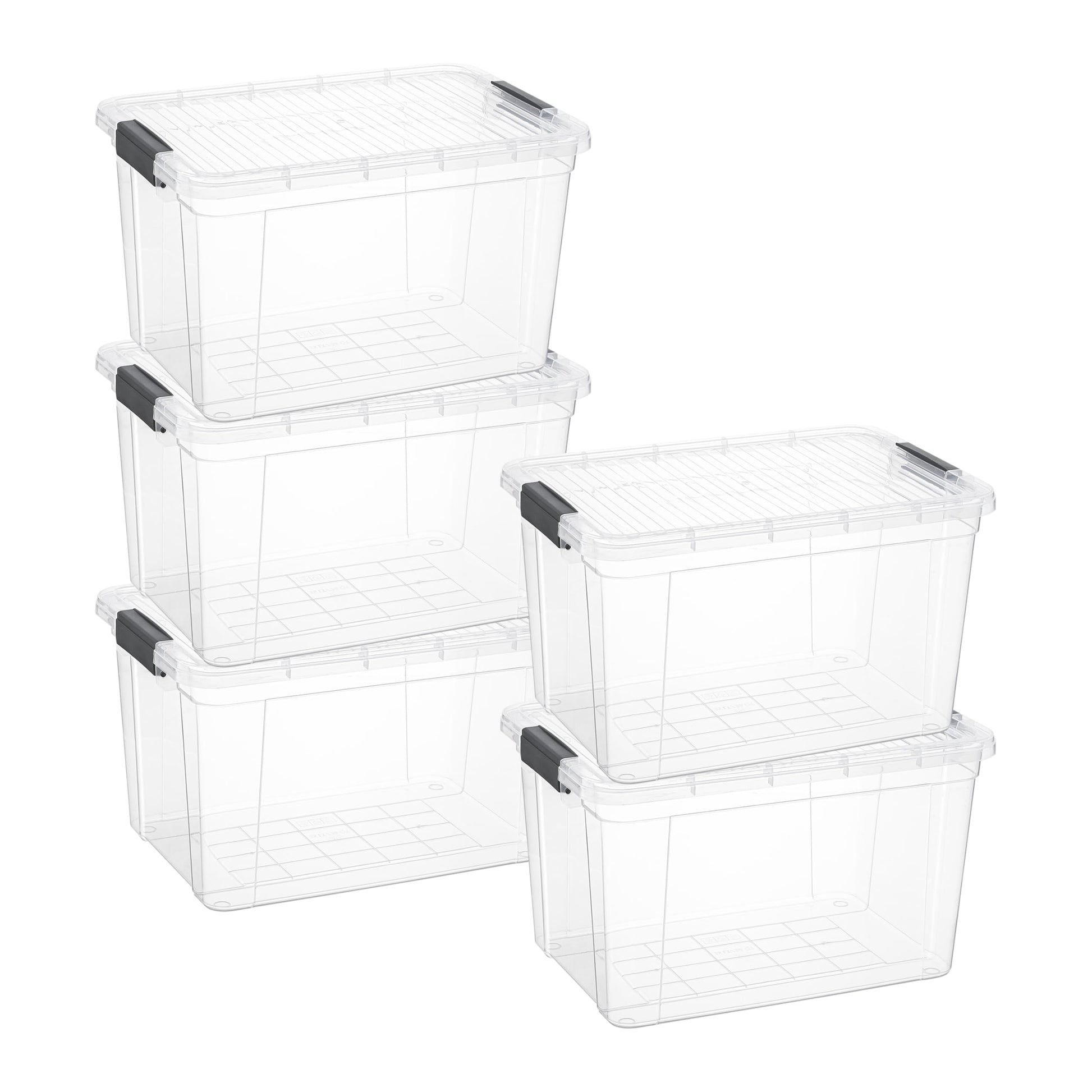 Superio Clear Storage Boxes with Lids, 26.5 Quart Plastic Container Bins for Organizing, Stackable