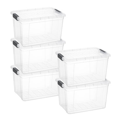 Superio Clear Storage Boxes with Lids, 26.5 Quart Plastic Container Bins for Organizing, Stackable