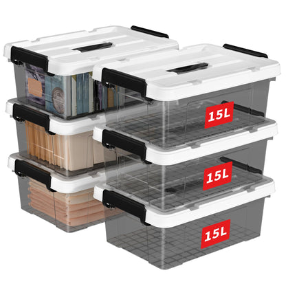 Cetomo Lidded Storage Bin with Handle, Tote Organizing Container with Durable Lid and Secure