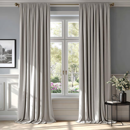 MIULEE Silver Velvet Curtains Thermal Insulated Blackout Curtain Drapes for Bedroom Living Room Darkening 108 Inches Long Curtains Panels Rod Pocket Set of 2