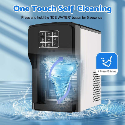 3 in 1 Water Dispenser with Ice Maker, Ice Maker Countertop, Bullet Ice, Crushed Ice, Water Cooler, 44Lbs/24H, 12 Ice/6Min, Self-Cleaning, 4Lbs Ice Storage, Home/Kitchen/Party/RV (Touchscreen)