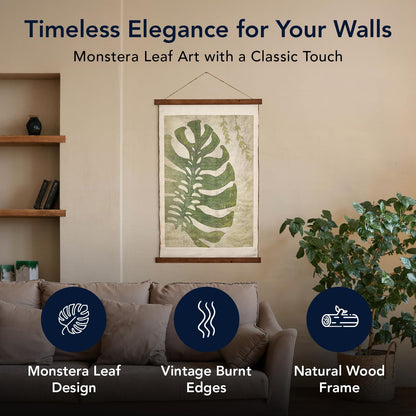 American Art Decor Leaf Wall Scroll Tapestry with Rope