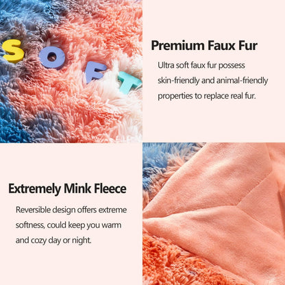 GONAAP Fuzzy Faux Fur Throw Blanket Twin Size Tie-dye Sunset Super Soft Cozy Plush Fuzzy Shaggy Blanket for Couch Sofa Bed (Tie-dye Sunset, Twin(60"x80"))