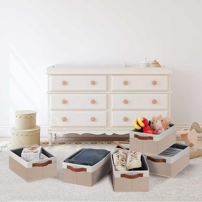 GhvyenntteS Small Fabric Storage Bins 12 Pack, 11.8" x 7.87" x 5.11" Storage Basket with Leather Handles, Closet Storage Bins for Shelves, Storage Baskets for Shelves, DVD Storage (Pink/White)