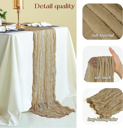 Sioloc Nude Cheesecloth Table Runner Fall Autumn Decor for Home 10ft Table Cloth for Tea Wedding Birthday Party Baby Bridal Shower Halloween Thanksgiving