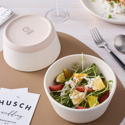 Stone Lain Jules Stoneware Dinnerware, Plates and Bowls, Dish Set for 4, Off White, Microwave & Dishwasher Safe, 16-Piece