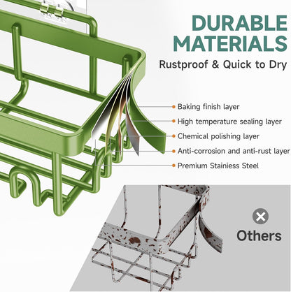 Veken Rustproof & Waterproof Shower Caddy 6-Pack, No Drilling Adhesive Shelves Rack with Soap Holder, Large Capacity Bathroom Organizers and Storage, Wall-Mounted Kitchen & Home Decor