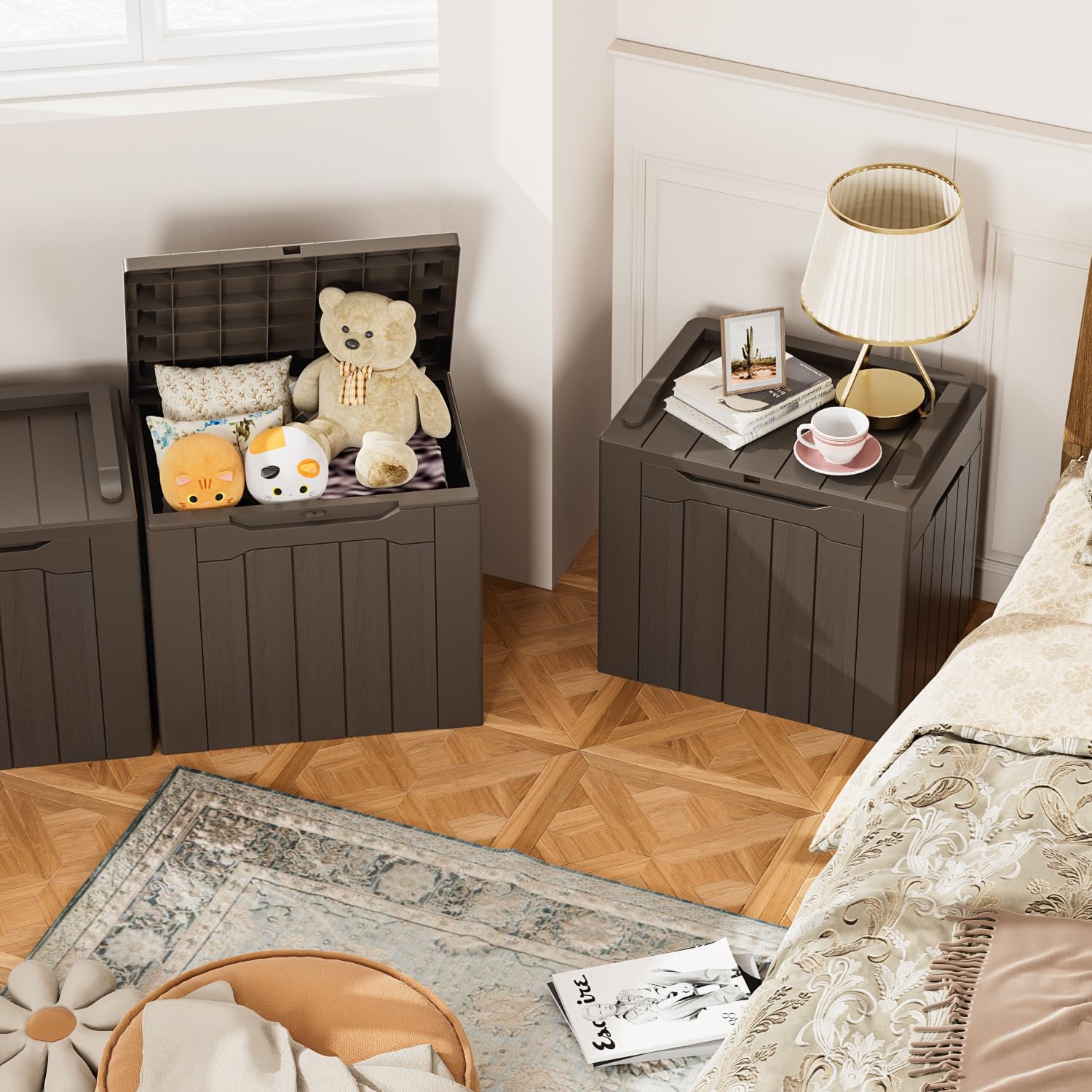 YESHOMY 30 Gal Plastic Storage Bins with Lid Stackable Box Organizers for Living Room, Office