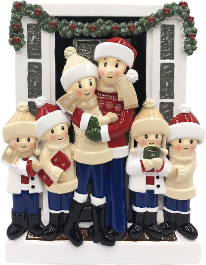 3D Welcoming Family of 6 Christmas Ornament 2025 Personalized Family Christmas Ornaments 2025 | Doorway Home Keepsake Personalized Tree Ornaments Customizable Gifts Winter Sweaters of Six Ornament