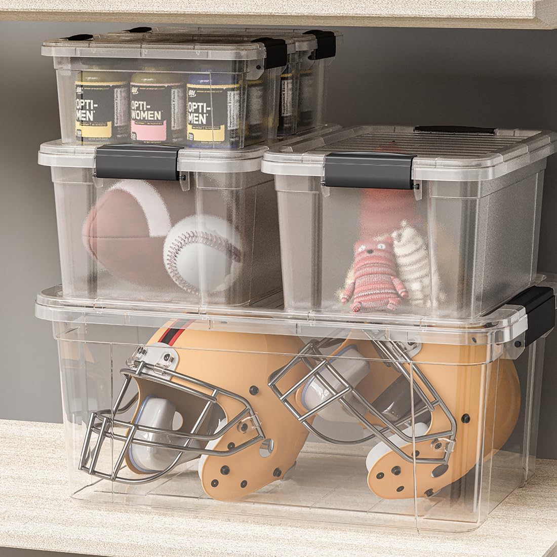 Superio Small Clear Storage Box with Lid, 4.75 Quart Plastic Container Bins for Organizing