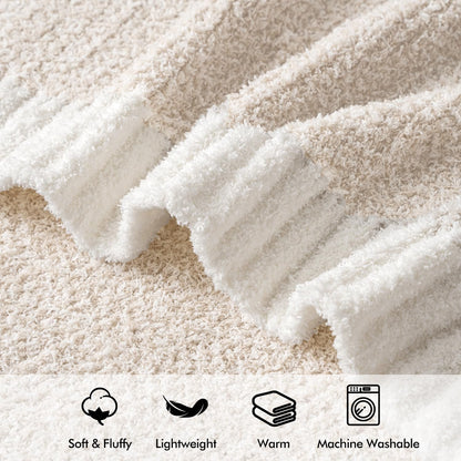 MIULEE Cream Super Soft Throw Blanket for Bed, Twin Size Cozy Fluffy Warm Blankets Knit Blankets for Couch, Sofa, Chair, Living Room, Camping, Picnic, 60 x 80 inch