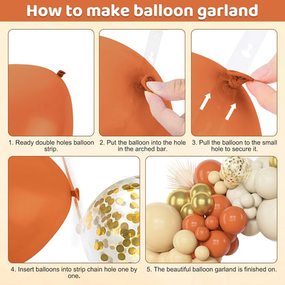 Amandir 153pcs Orange Balloon Arch Garland Kit, Different Sizes 18 12 10 5inch Latex Metallic Gold Confetti White Sand Pastel Orange Fall Balloons for Pumpkin Baby Shower Birthday Party Decorations