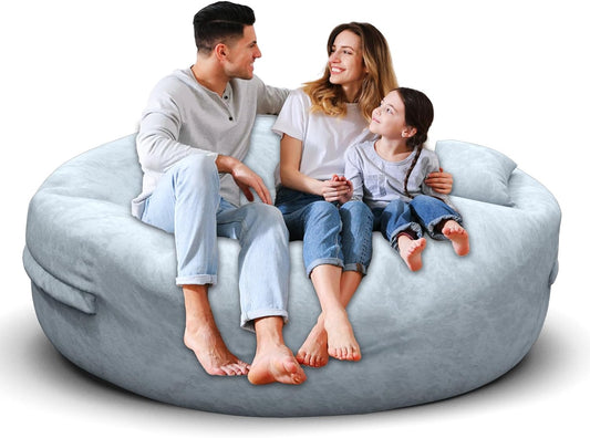Bean Bag Chair for Adults 5FT,Soft Removable Cover for Teens/Girls Bedroom,Fluffy Giant Round Floor Beanbag Lounger Chairs (No Filler,Light Gray)